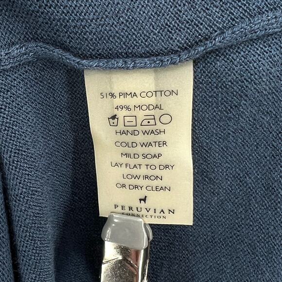 PERUVIAN CONNECTION 2 Piece Skirt Set Small Blue Lauren 3/4 Sleeve Knit Pima - Picture 16 of 16